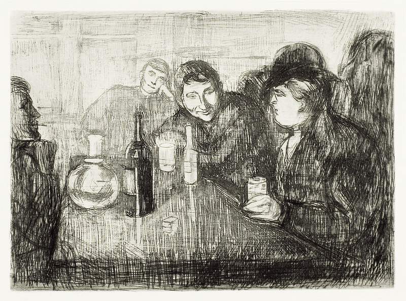 Kristiania Bohemians I (1895) by Edvard Munch. Original from The Art Institute of Chicago. Digitally enhanced by rawpixel.