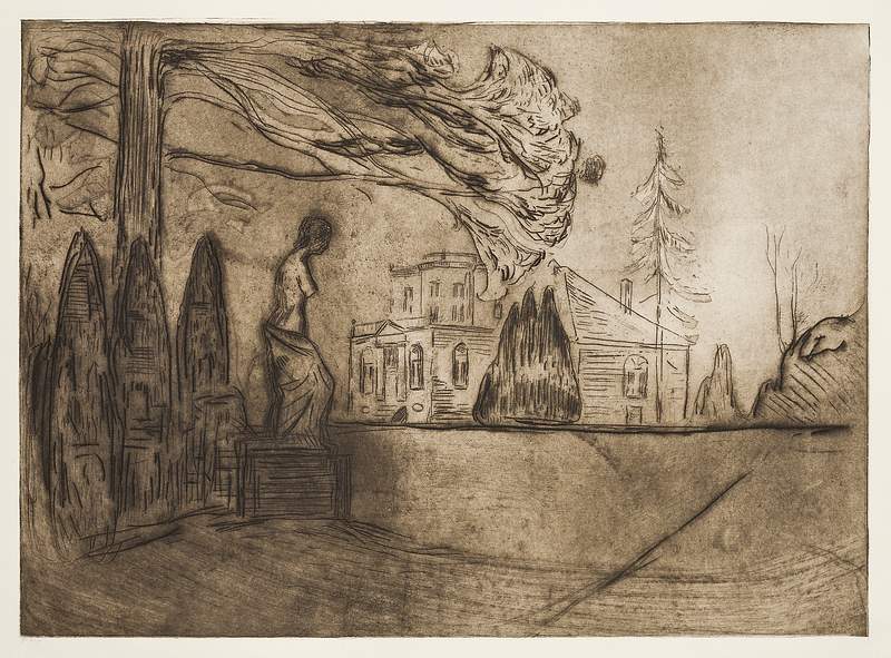 The Garden at Night (1902) by Edvard Munch. Original from The Art Institute of Chicago. Digitally enhanced by rawpixel.