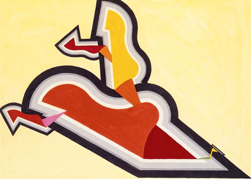 Study in Rhythm: Red and Gold (ca.1934) painting in high resolution by Joseph Schillinger. Original from The Smithsonian…