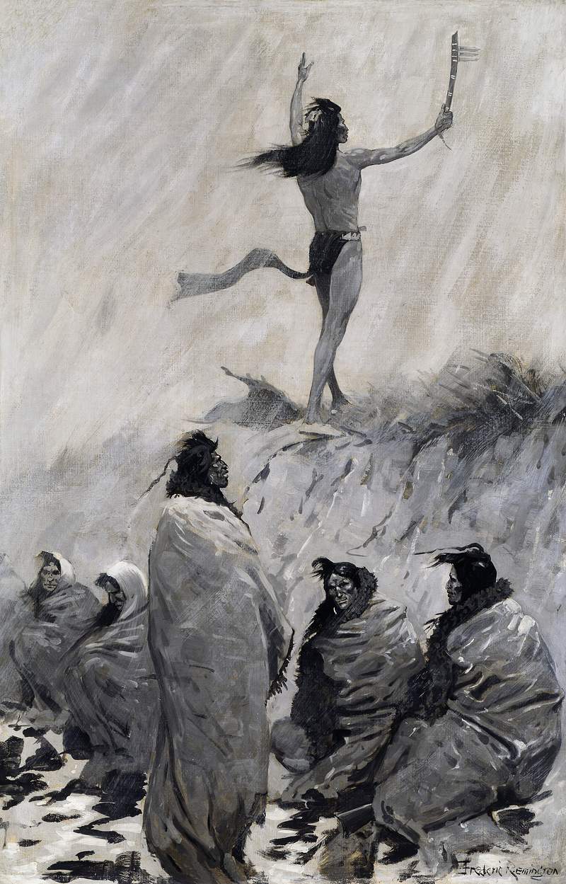 The Fire Eater Raised His Arms to the Thunder… | Free public domain illustration The Fire Eater Raised His Arms to the Thunder Bird (1900) by Frederic Remington. The Art Institute of Chicago. Digitally…