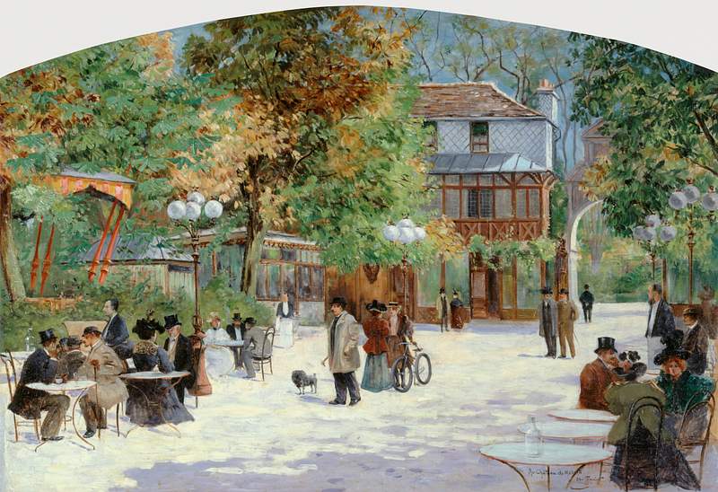 At the Chalet du Château de Madrid, in the Bois de Boulogne (1895) by Louis Abel-Truchet. The City of Paris' Museums.…