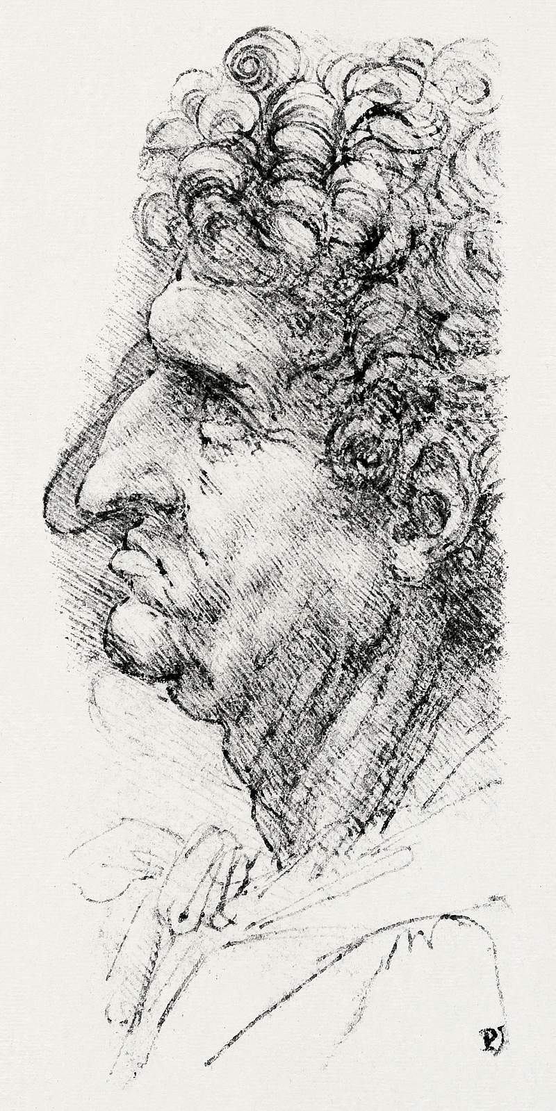 Head of a Man in Profile Facing to the Left (ca. 1490–1494) drawing in high resolution by Leonardo da Vinci. Original…