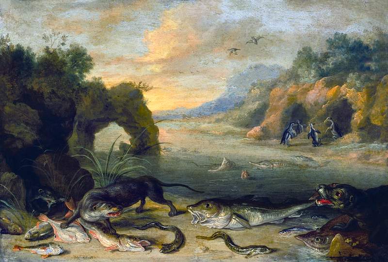 Water (1660–1670) painting in high resolution by Jan van Kessel. Original from The Detroit Institute of Arts. Digitally…