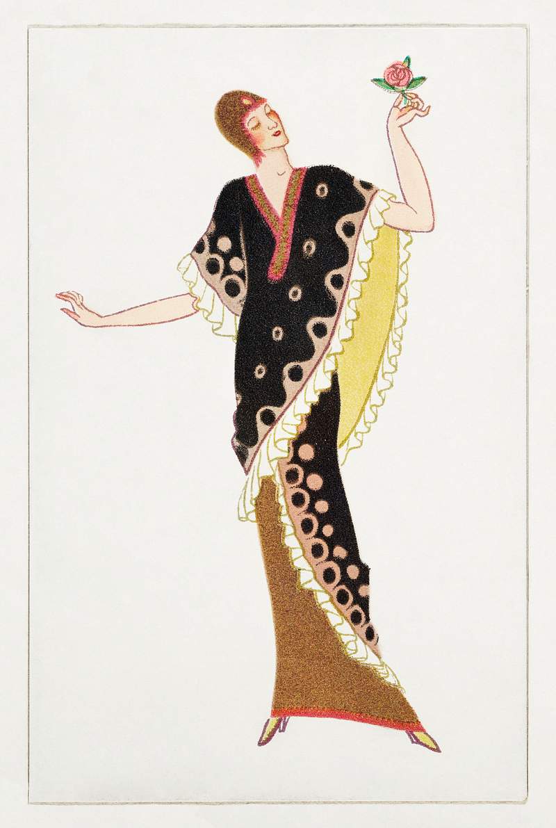 Woman in a black tubular dress (1912) fashion print in high resolution by Otto Friedrich Carl Lendecke. Original from The MET…