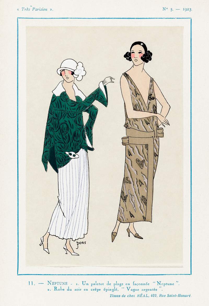 Flapper dresses (1923) fashion plates in high… | Free public domain illustration Flapper dresses (1923) fashion plates in high resolution published in Très Parisie. Original from The Rijksmuseum.…