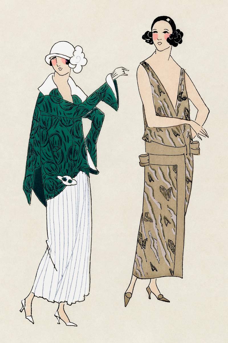 Flapper women, remixed from vintage… | Free stock illustration | High Resolution graphic Flapper women, remixed from vintage illustration published in Très Parisien