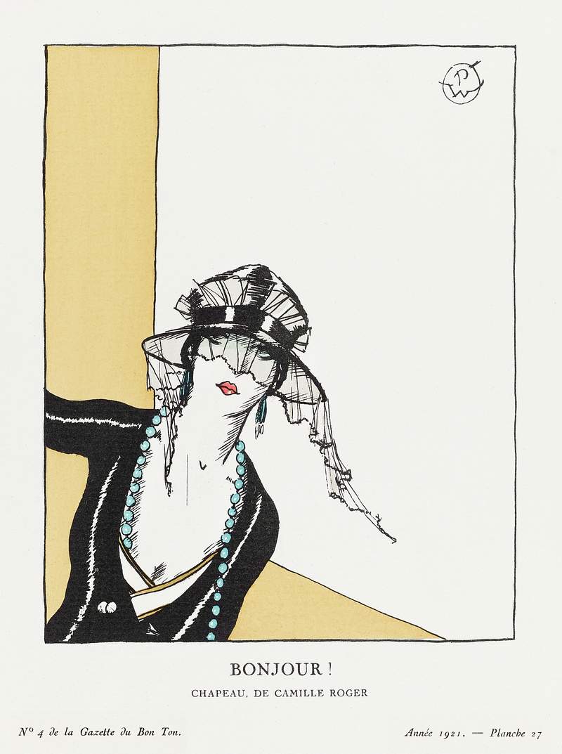 Bonjour! Chapeau, de Camille Roger (1921) by Porter Woodruff, published in Gazette du Bon Ton. Original from The Rijksmuseum.…
