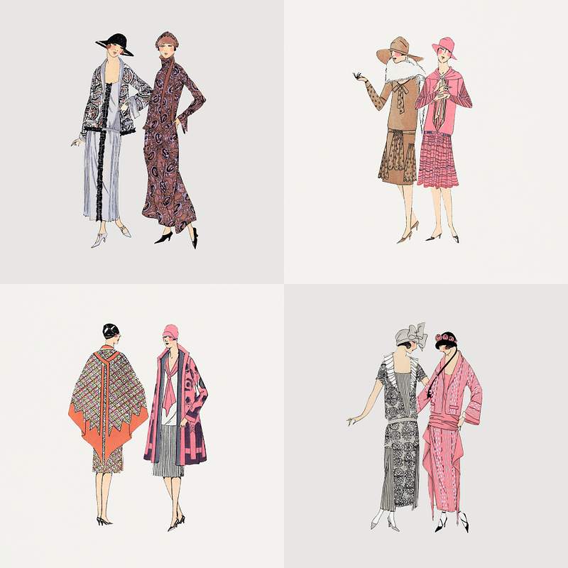 Woman psd in fashionable vintage dress set,… | Royalty free stock Illustration | High Resolution graphic Woman psd in fashionable vintage dress set, remixed from vintage illustration published in Très Parisien