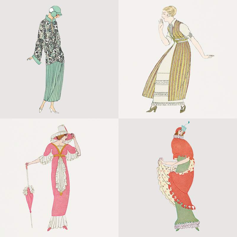 Woman psd in fashionable vintage dress set,… | Royalty free stock Illustration | High Resolution graphic Woman psd in fashionable vintage dress set, featuring public domain artworks