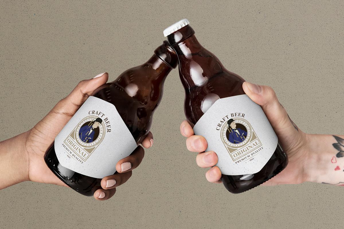 Hands holding beer bottles with old men… | Free stock photo | High Resolution image Hands holding beer bottles with old men illustration remix from the artworks by Bernard Boutet de Monvel