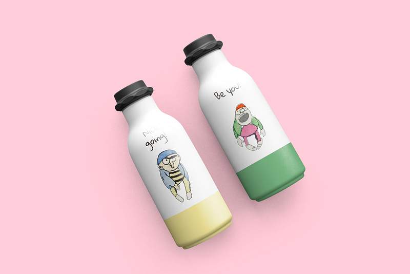 Bottles mockup psd of character illustration… | Royalty free stock photo | High Resolution image Bottles mockup psd of character illustration remix from the artworks by Charles Martin