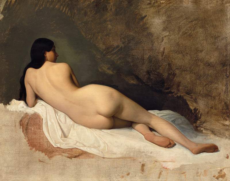 Naked woman posing sexually and showing her… | Free public domain illustration Naked woman posing sexually and showing her bum, vintage art. Study of a Reclining Nude (1841) by Isidore Pils. Original from…