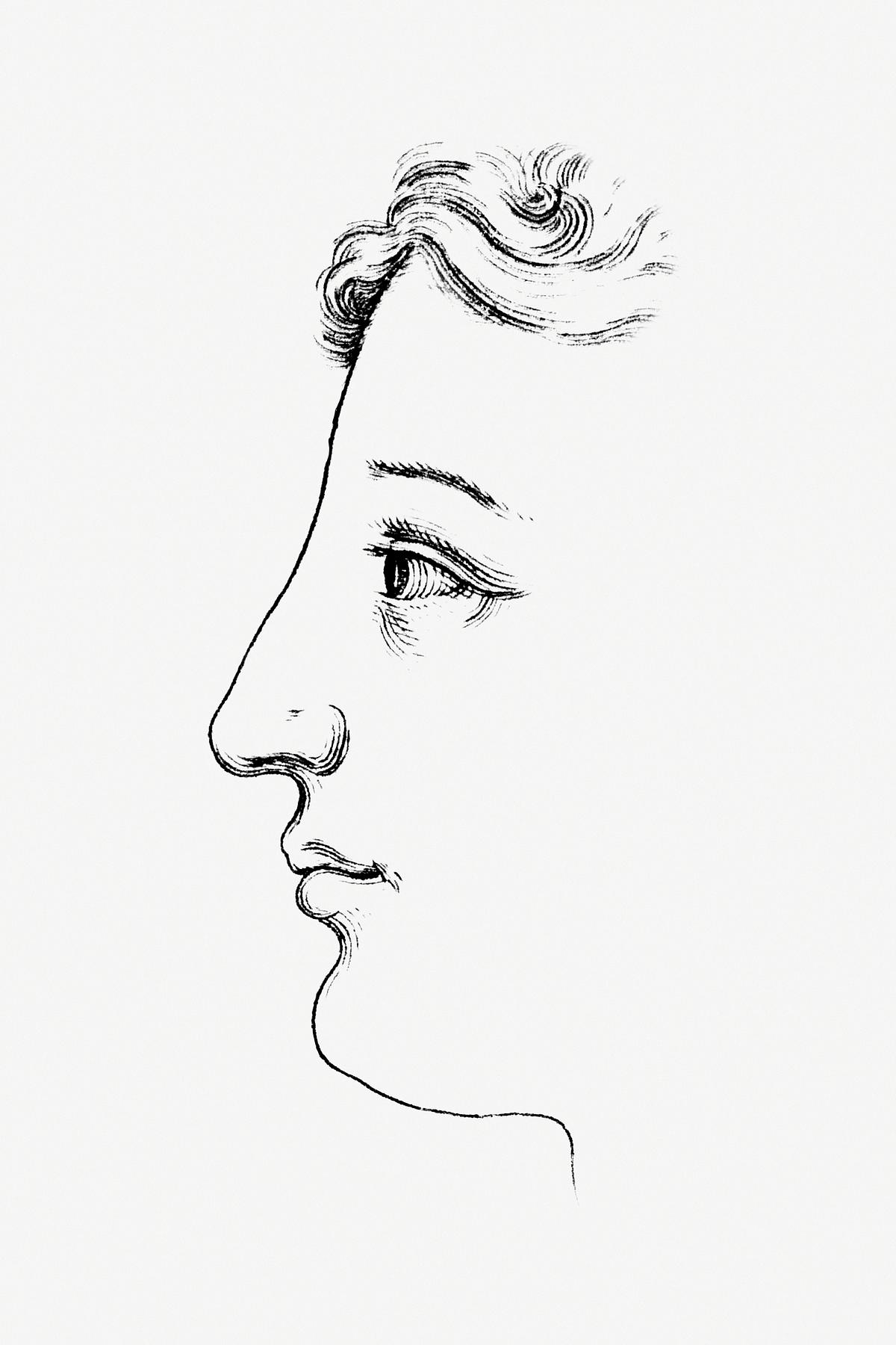 Human face monochrome vintage illustration | Premium PSD Illustration
