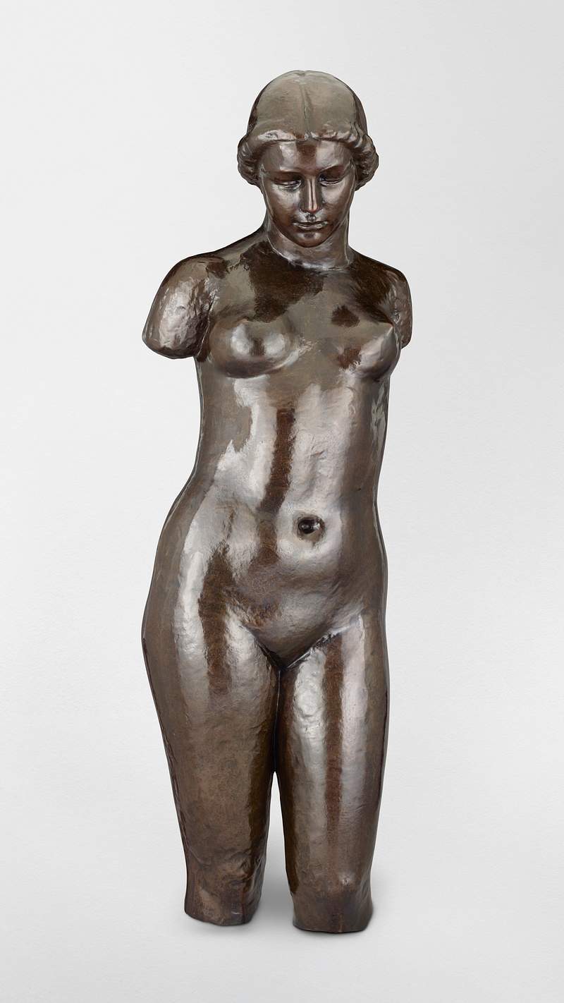 Naked woman sculpture, Torse de Dina (1943) by Aristide Maillol. Original from The Getty. Digitally enhanced by rawpixel.