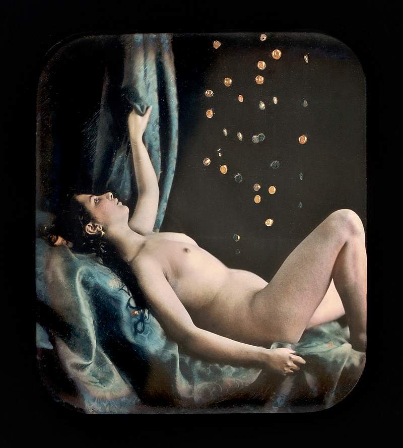 Nude photography of naked woman, Reclining Female Nude Posed as Danae (1850s). Original from The MET Museum. Digitally…