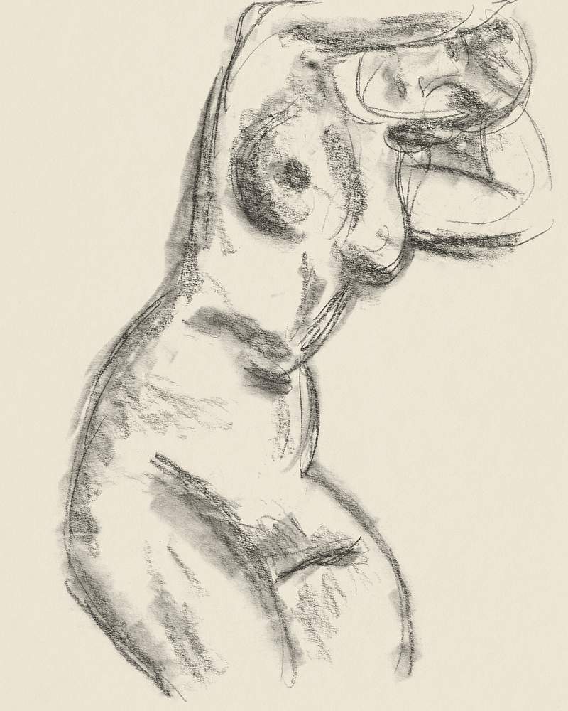 Vrouwelijk naakt (1929–1930) by Leo Gestel. Original from The Rijksmuseum. Digitally enhanced by rawpixel.