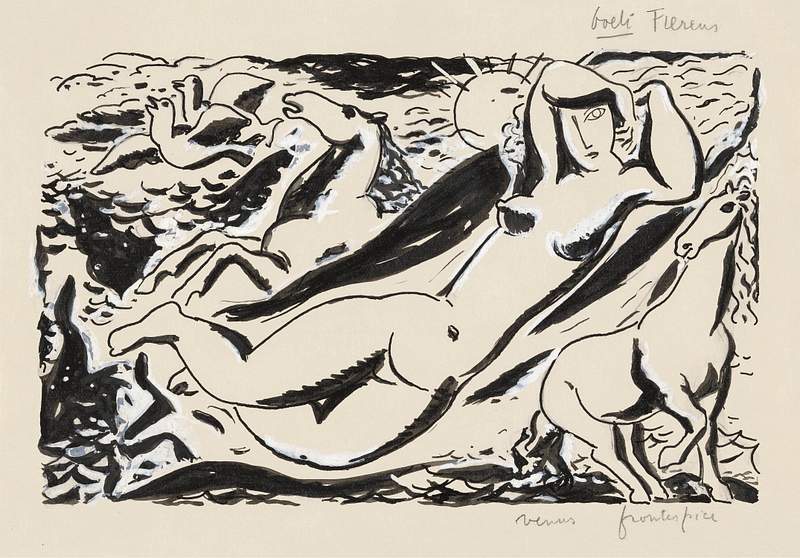 Venus Vignet voor boek 'L'art Hollandais contemporain' van Paul Fierens (1932–1933) by Leo Gestel. Original from The…