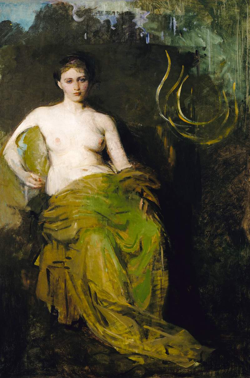 Seated Nude Woman. Half Draped Figure (ca.… | Free public domain illustration Seated Nude Woman. Half Draped Figure (ca. 1885) by Abbott Handerson Thayer. Original from The Smithsonian. Digitally…