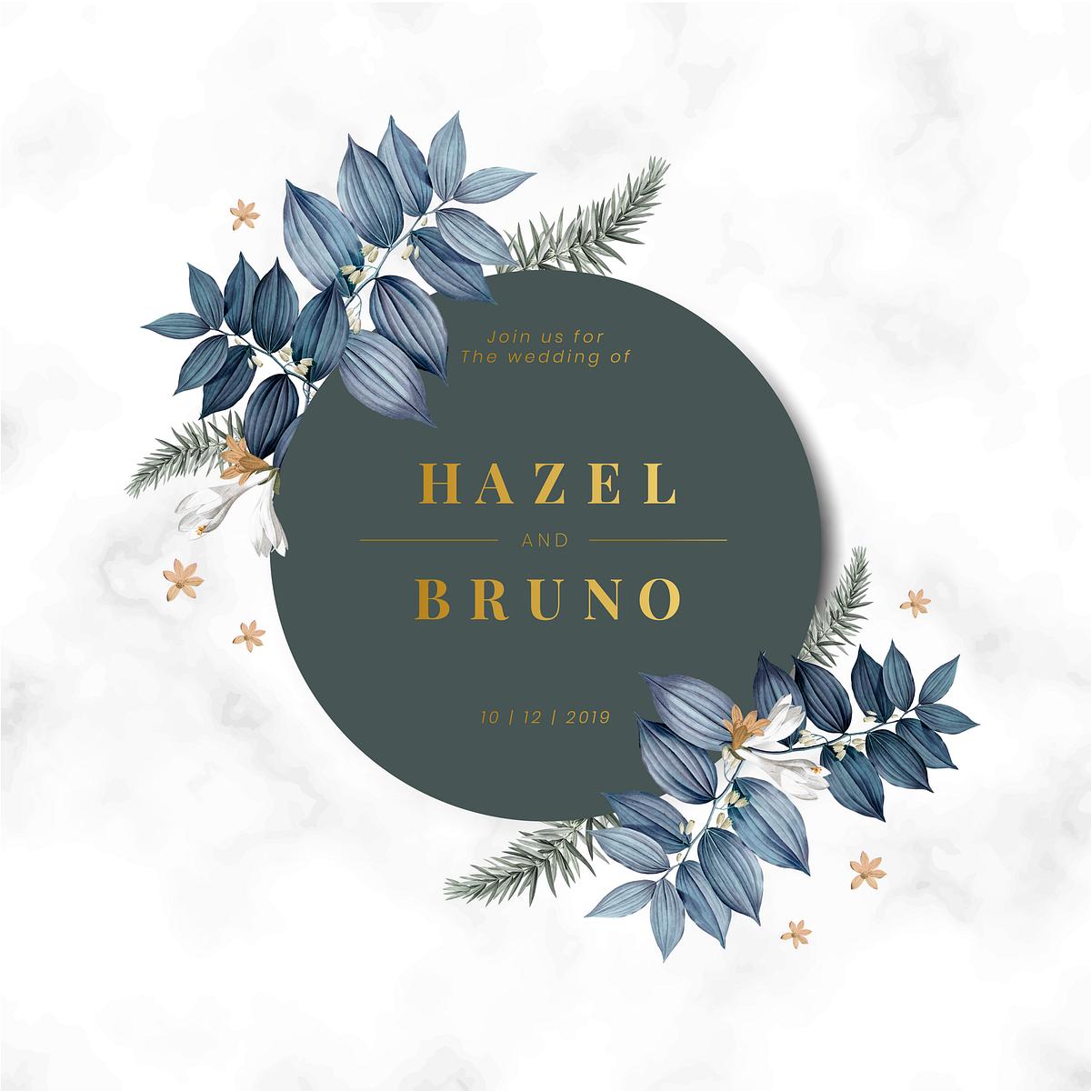 Floral Wedding Invitation Card Design Vector