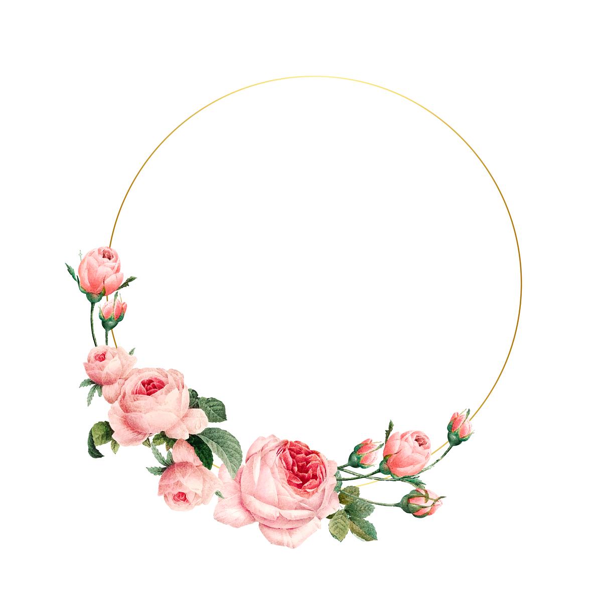 Download Blank round pink roses frame vector on white .. | Free ...