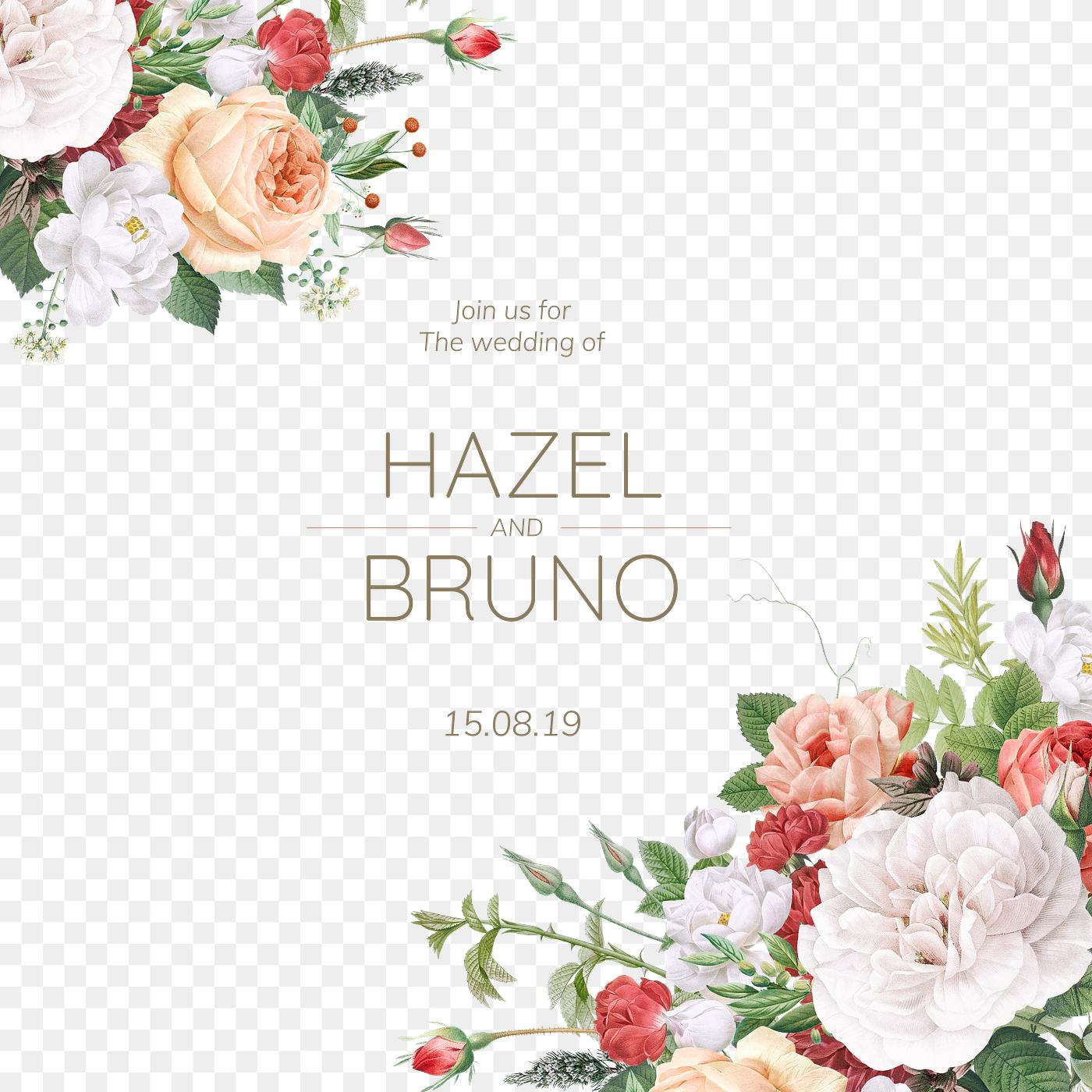 Floral design wedding invitation Floral wedding invitation mockup transparent png