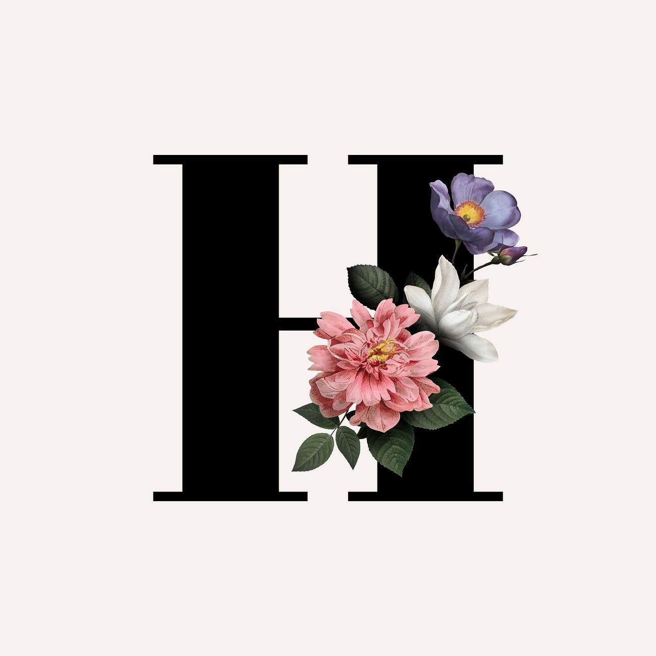 Floral letter H font | Free vector - 583068