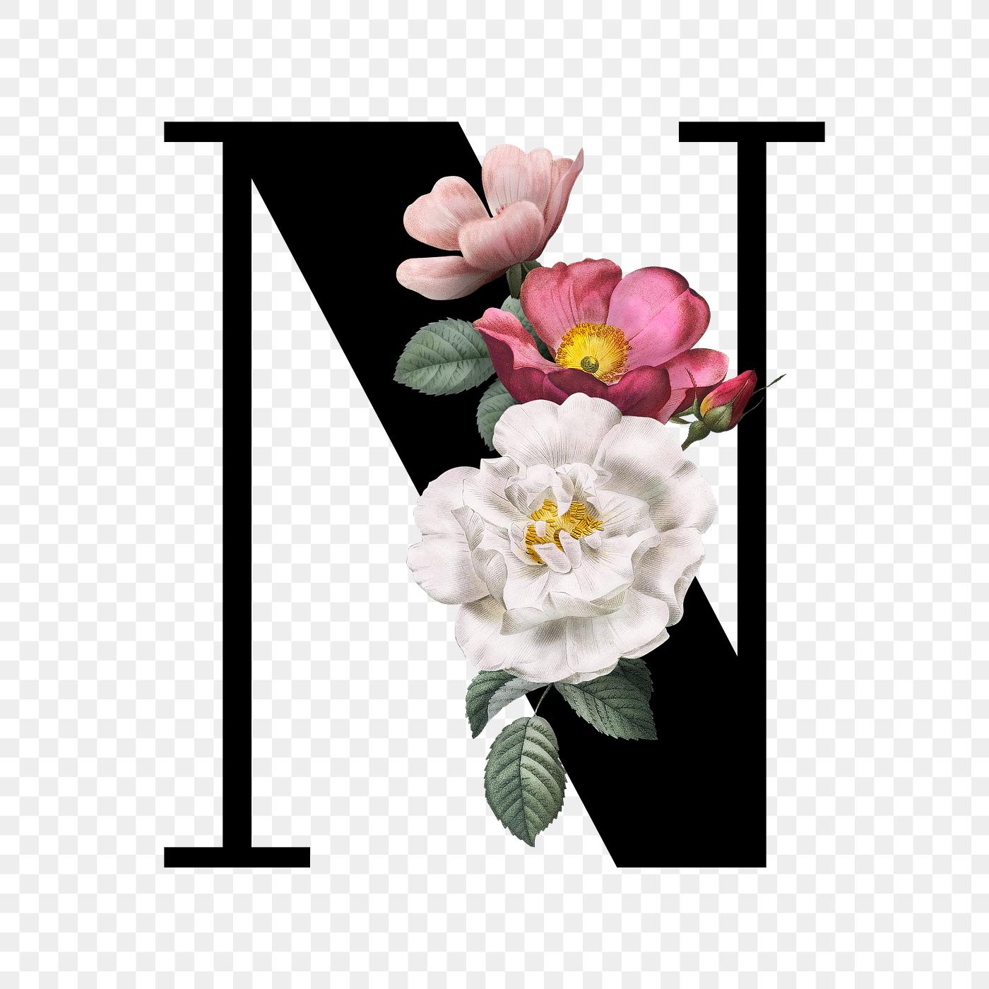 Floral letter N font Free transparent png 583146