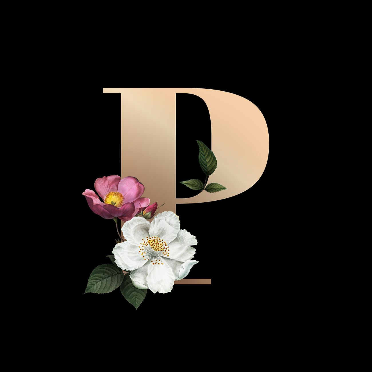 Floral letter P font Free illustration 583198