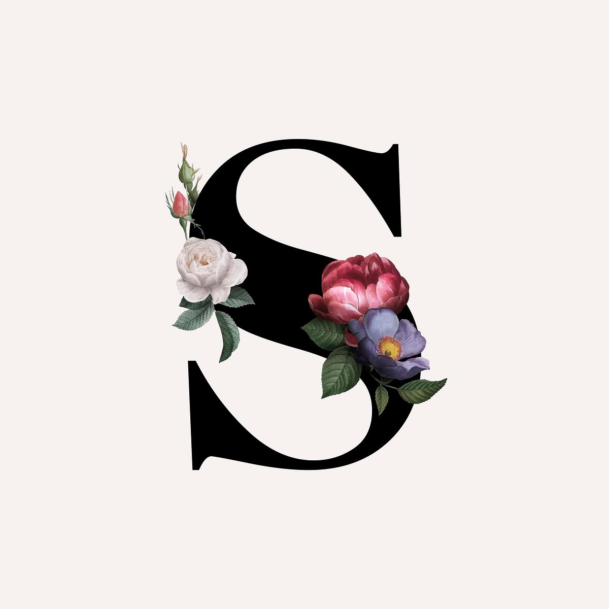 Floral letter S font | Free stock vector - 583158