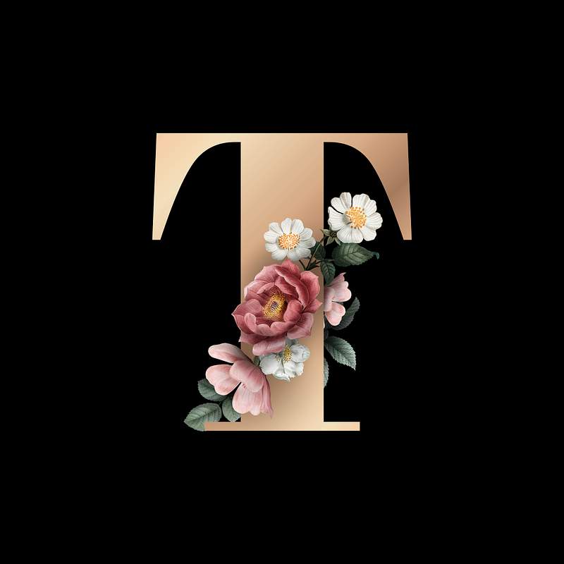 Floral letter T font