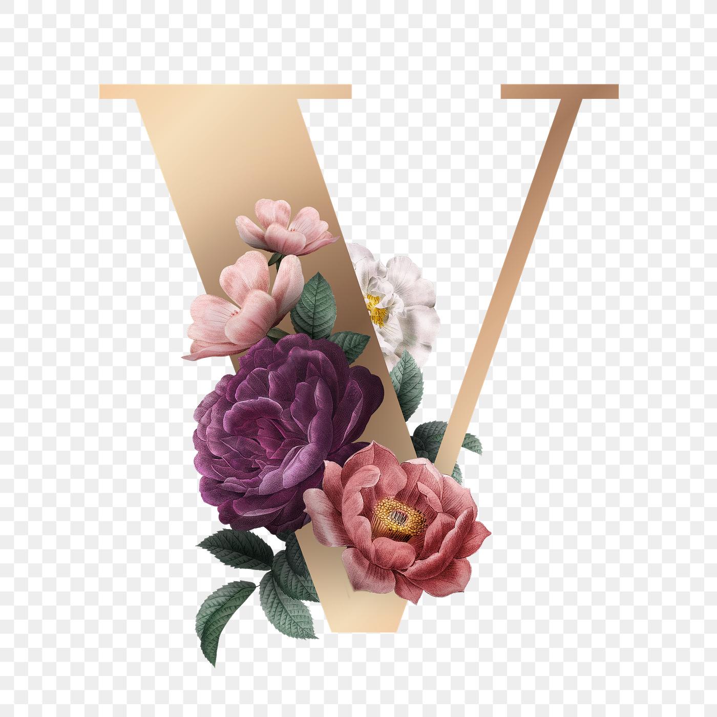 Download Floral letter V font | Free transparent png - 583142