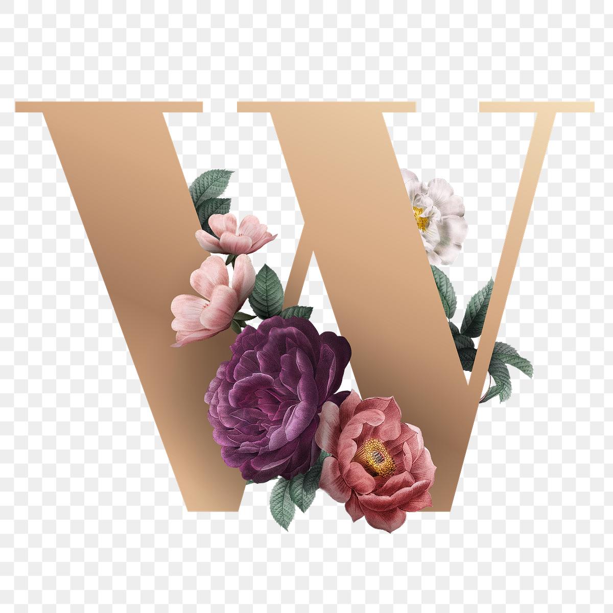 Floral letter W font Free stock illustration 583169