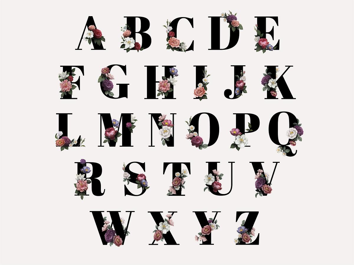 Floral alphabet font Free stock illustration 583152