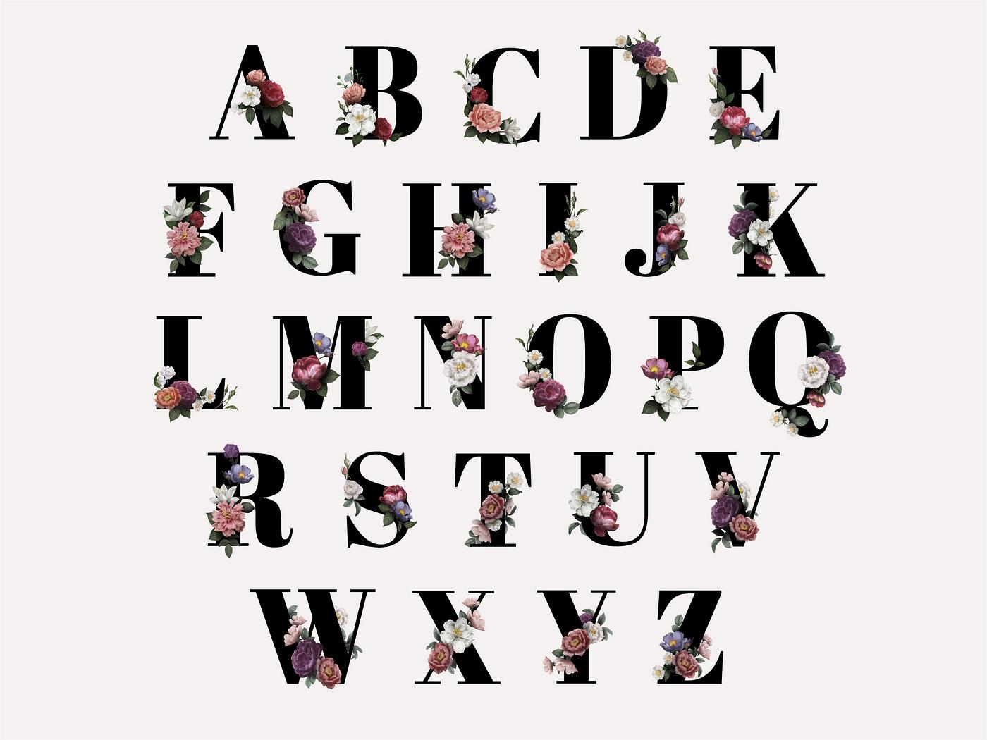 Download Floral alphabet font | Free stock vector - 583152