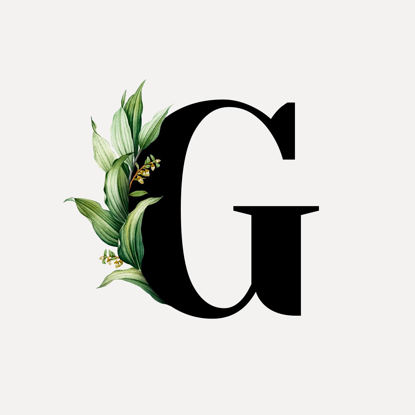 Botanical font letter G Royalty free vector 584911
