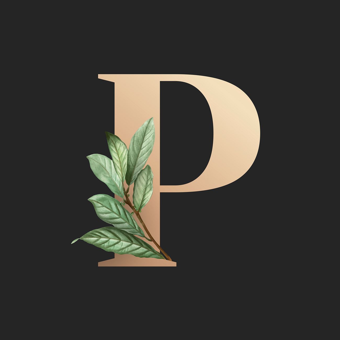 Botanical font letter P Royalty free vector 584929