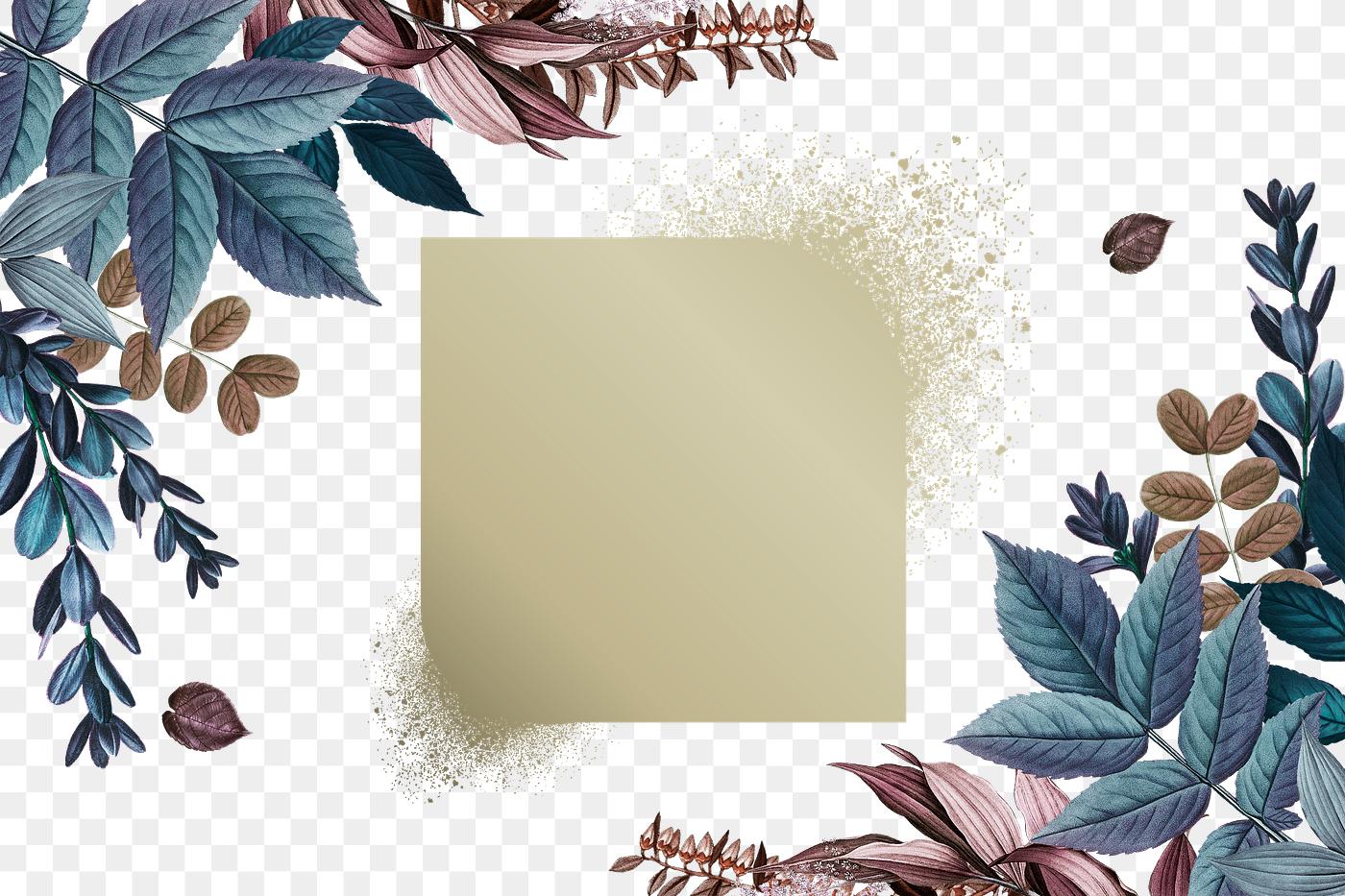 Beige frame on a leaf textured background transparent png Beige frame on a leaf textured background transparent png