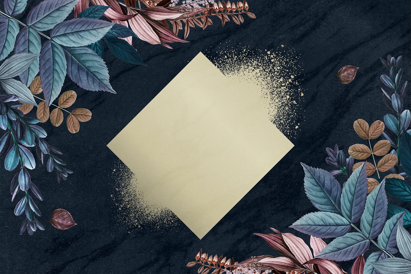 Beige frame on a leaf textured background illustration Beige frame on a leaf textured background illustration
