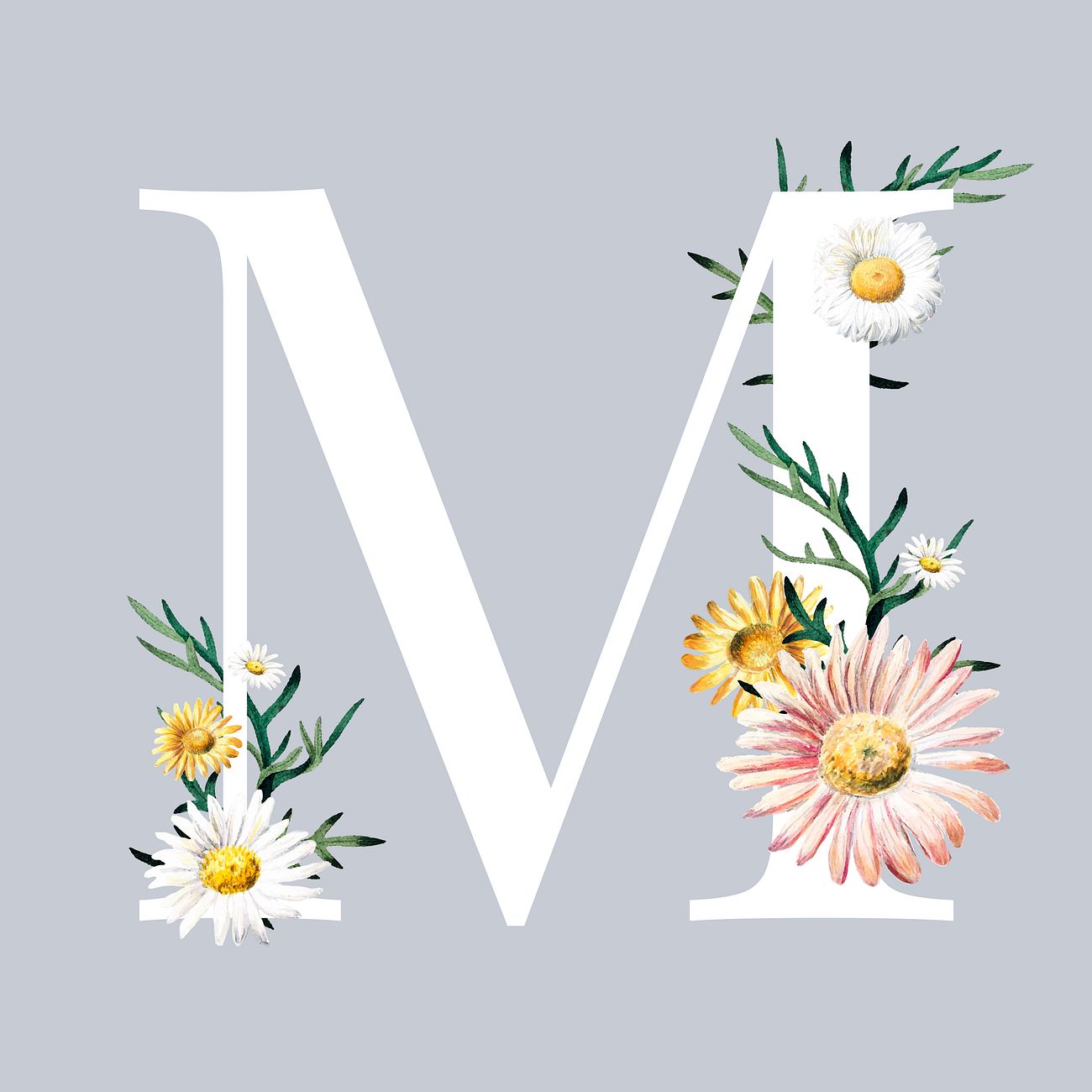 Download Letter M with blossoms | Free vector - 544922