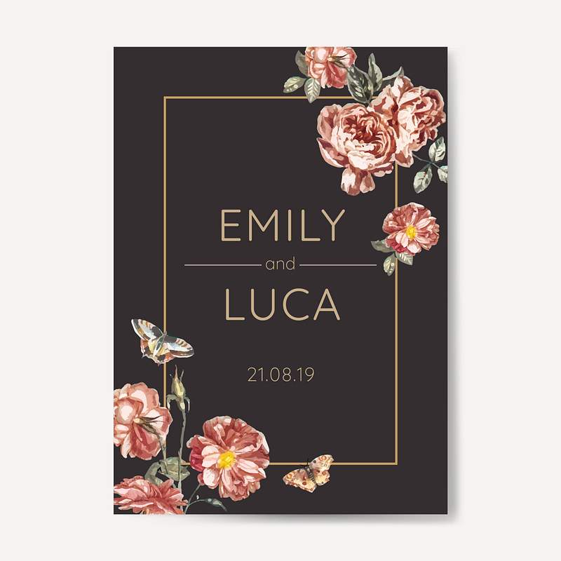 photo Floral Wedding Card High Resolution Blank Invitation Templates free vectors pngs mockups backgrounds rawpixel