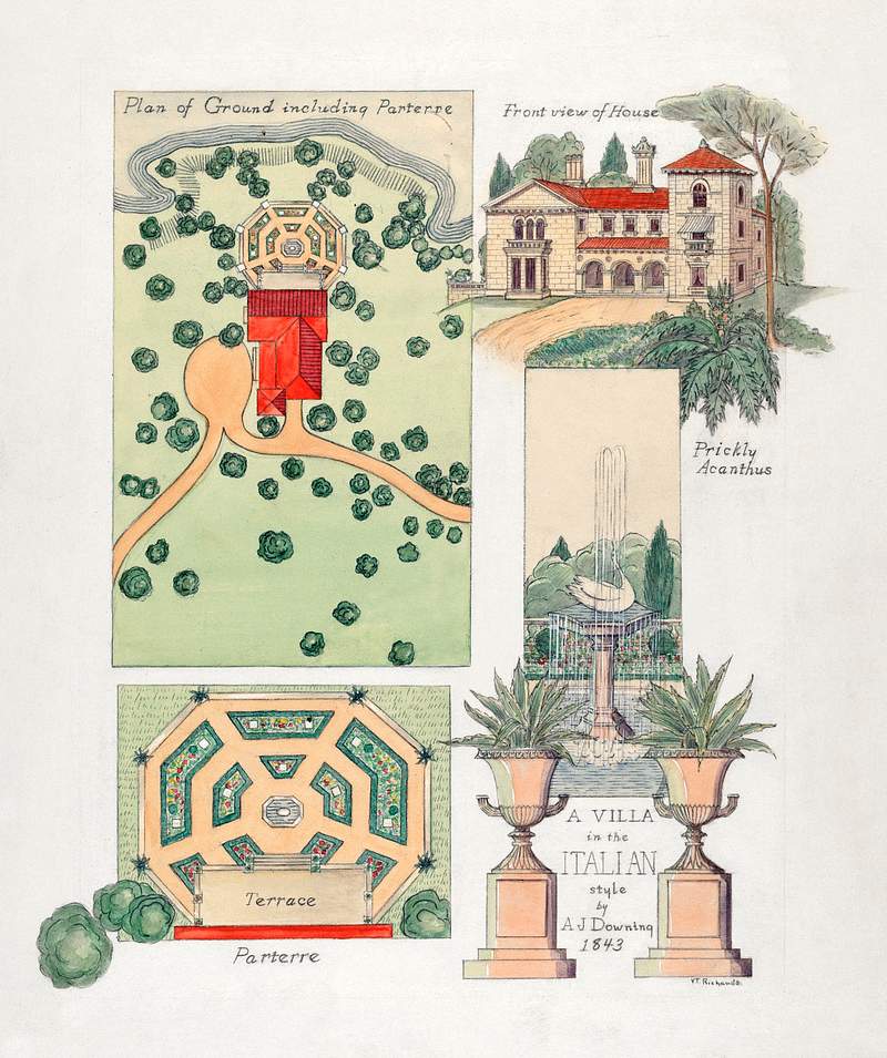 Italian Villa Design (1936) by Virginia Richards. Original from The National Gallery of Art. Digitally enhanced by rawpixel.