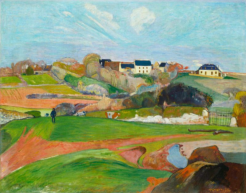 Landscape painting by Paul Gauguin Landscape at Le Pouldu (1890) by Paul Gauguin. Original from The National Gallery of Art. Digitally enhanced by rawpixel.