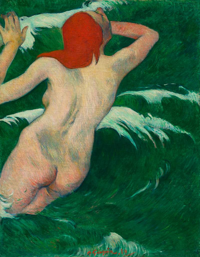 In the Waves (Dans les Vagues) (1889) by Paul Gauguin. Original from The Cleveland Museum of Art. Digitally enhanced by…