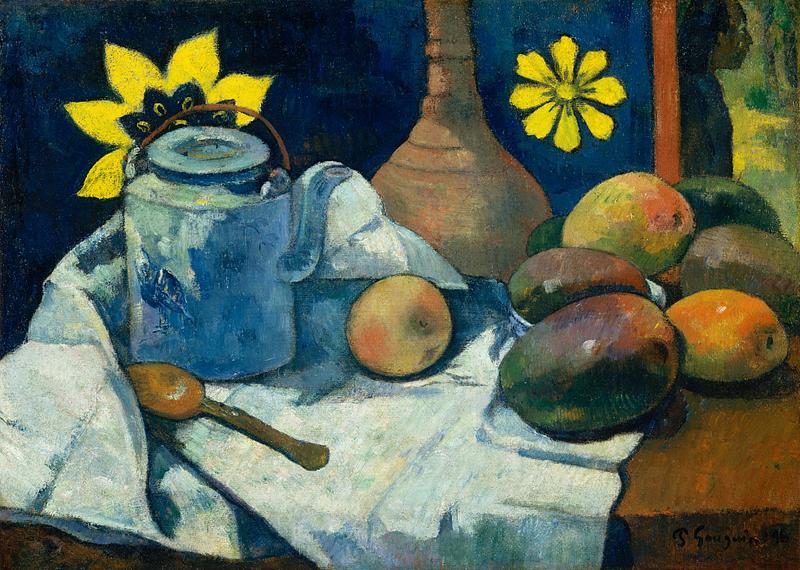 Still life painting by Paul Gauguin Still Life with Teapot and Fruit (1896) by Paul Gauguin. Original from The MET Museum. Digitally enhanced by rawpixel.