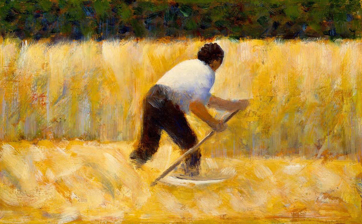 The Mower by Georges Seurat | Free public domain illustration The Mower (ca. 1881–1882) by Georges Seurat. Original from The MET Museum. Digitally enhanced by rawpixel.