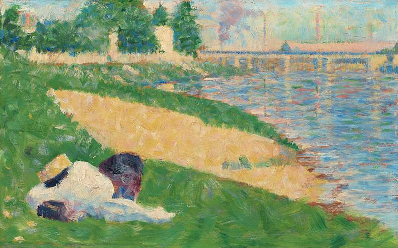 The Seine with Clothing on the Bank (Study for "Bathers at Asnières") (ca. 1883–1884) by Georges Seurat.…