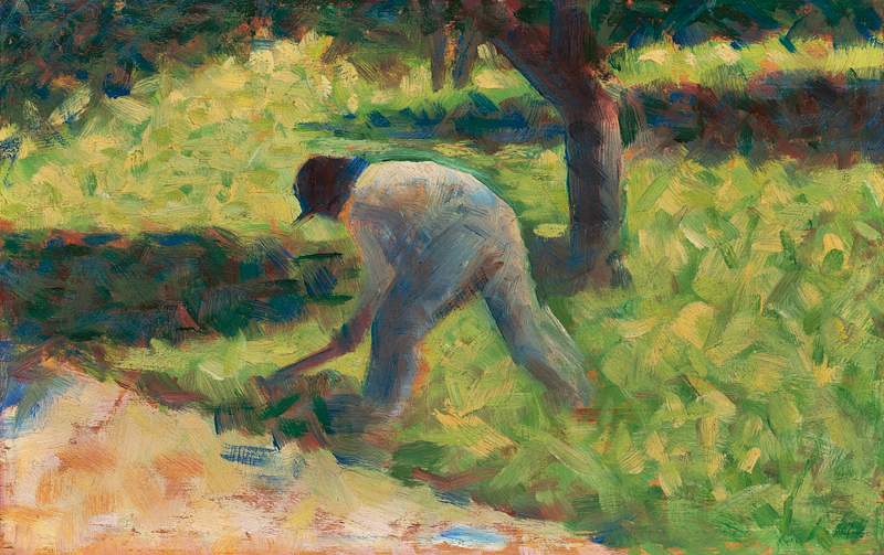 Peasant with a Hoe (ca. 1882) by Georges Seurat. Original from The National Gallery of Art. Digitally enhanced by rawpixel.