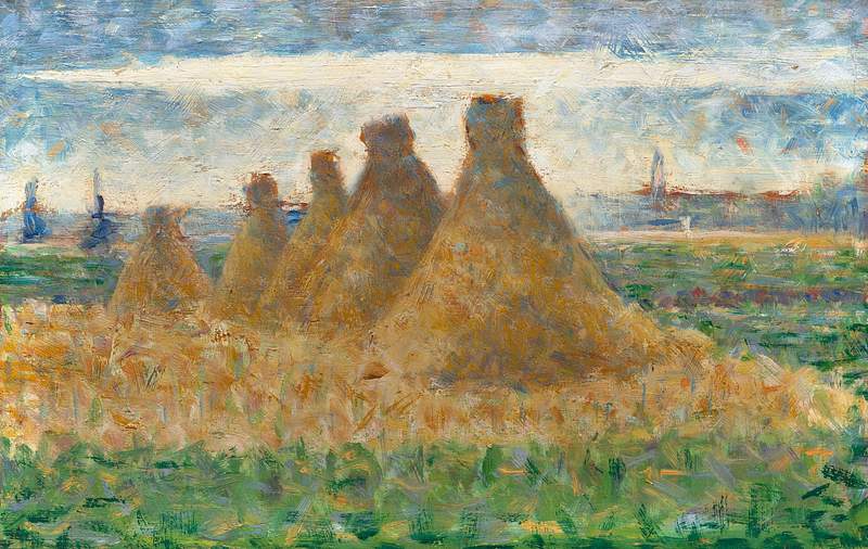 Haystacks (ca. 1882) by Georges Seurat. Original from The National Gallery of Art. Digitally enhanced by rawpixel.