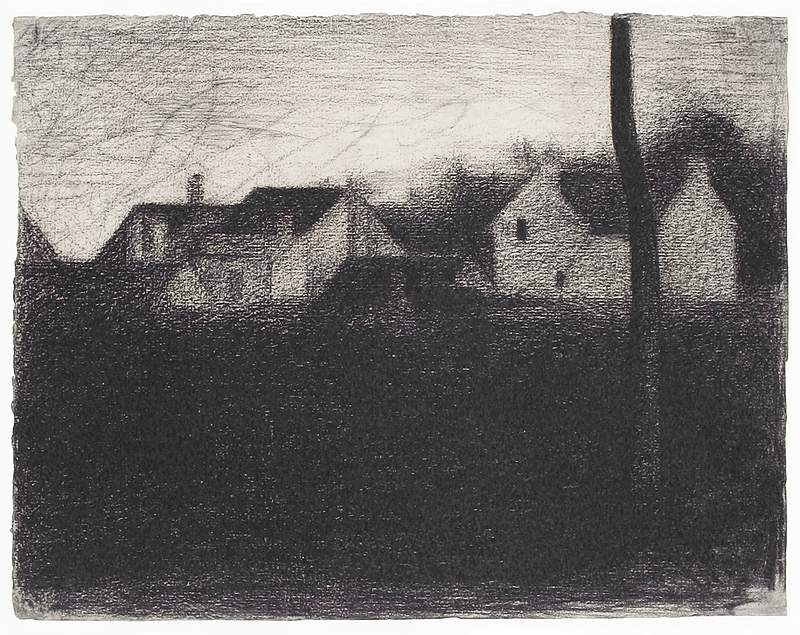 Landscape With Houses (ca. 1881–1882) by Georges Seurat. Original from The MET Museum. Digitally enhanced by rawpixel.