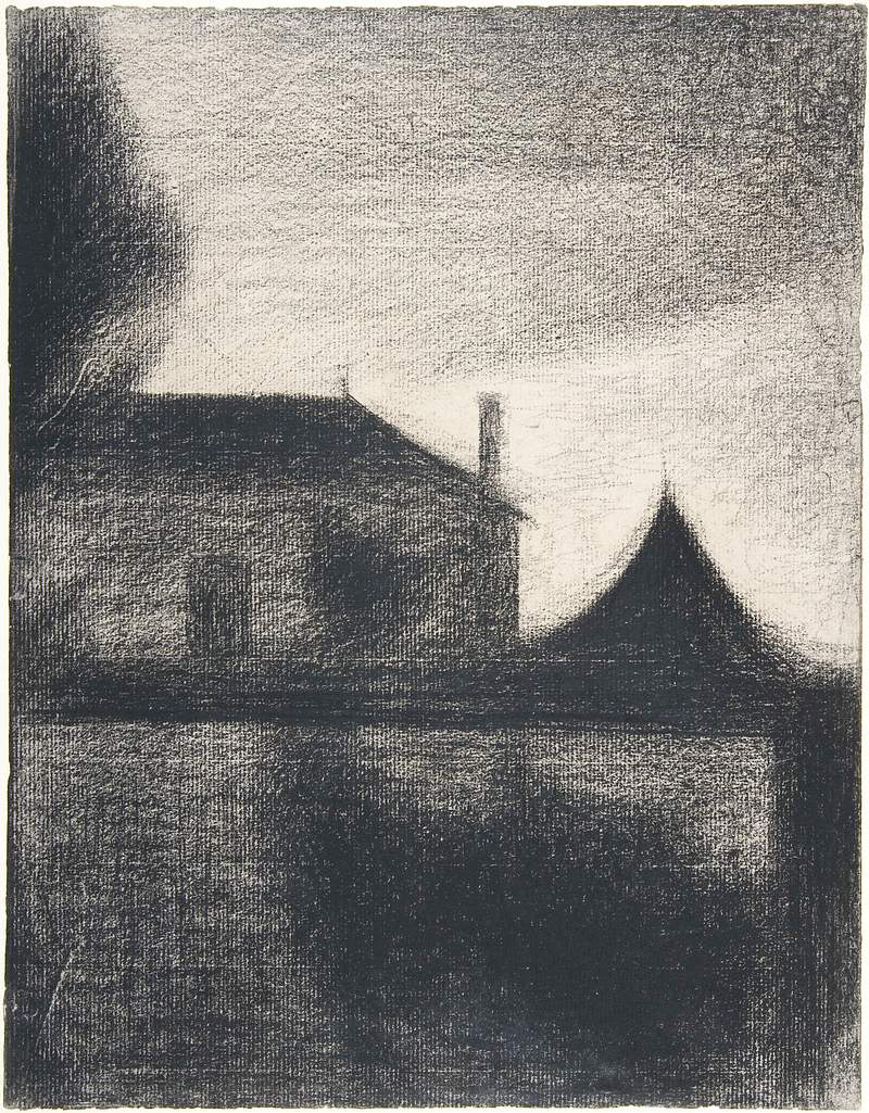 House at Dusk (La Cité) (1886) by Georges Seurat. Original from The MET Museum. Digitally enhanced by rawpixel.